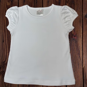 Sublimation White Girls Puff Sleeve Shirt