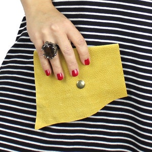 Mustard Yellow Leather Business Card Holder / Wallet