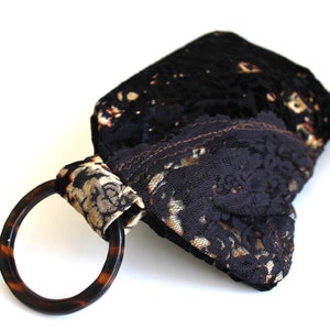 SALE Black Lace and Velvet Bracelet Wristlet Clutch