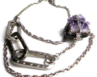 Amethyst Geode Silver Necklace that Rocks