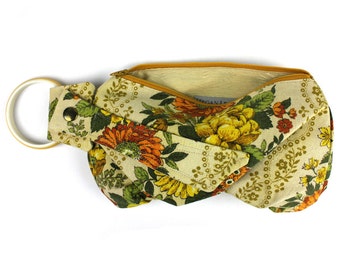Your Grandma's Curtains Recycled - Floral Bracelet Wristlet Purse