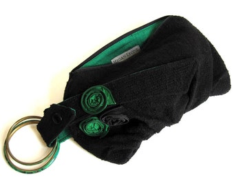 Black and Emerald Green Bracelet Handbag