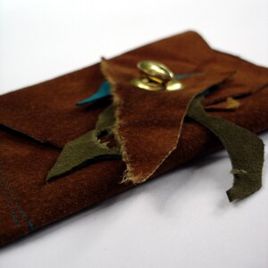 Billetera de cuero marrón / Titular de tarjeta de visita de cuero reutilizado / billetera de teca marrón / cartera sostenible upcycled OOAK / titular de la tarjeta de crédito