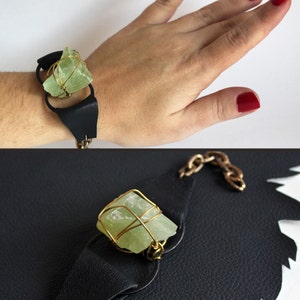 Green Translucent Stone & Leather Cherie Bracelet