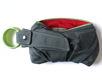 Watermelon Canvas Bracelet Handbag Clutch - gray, chartreuse, salmon pink