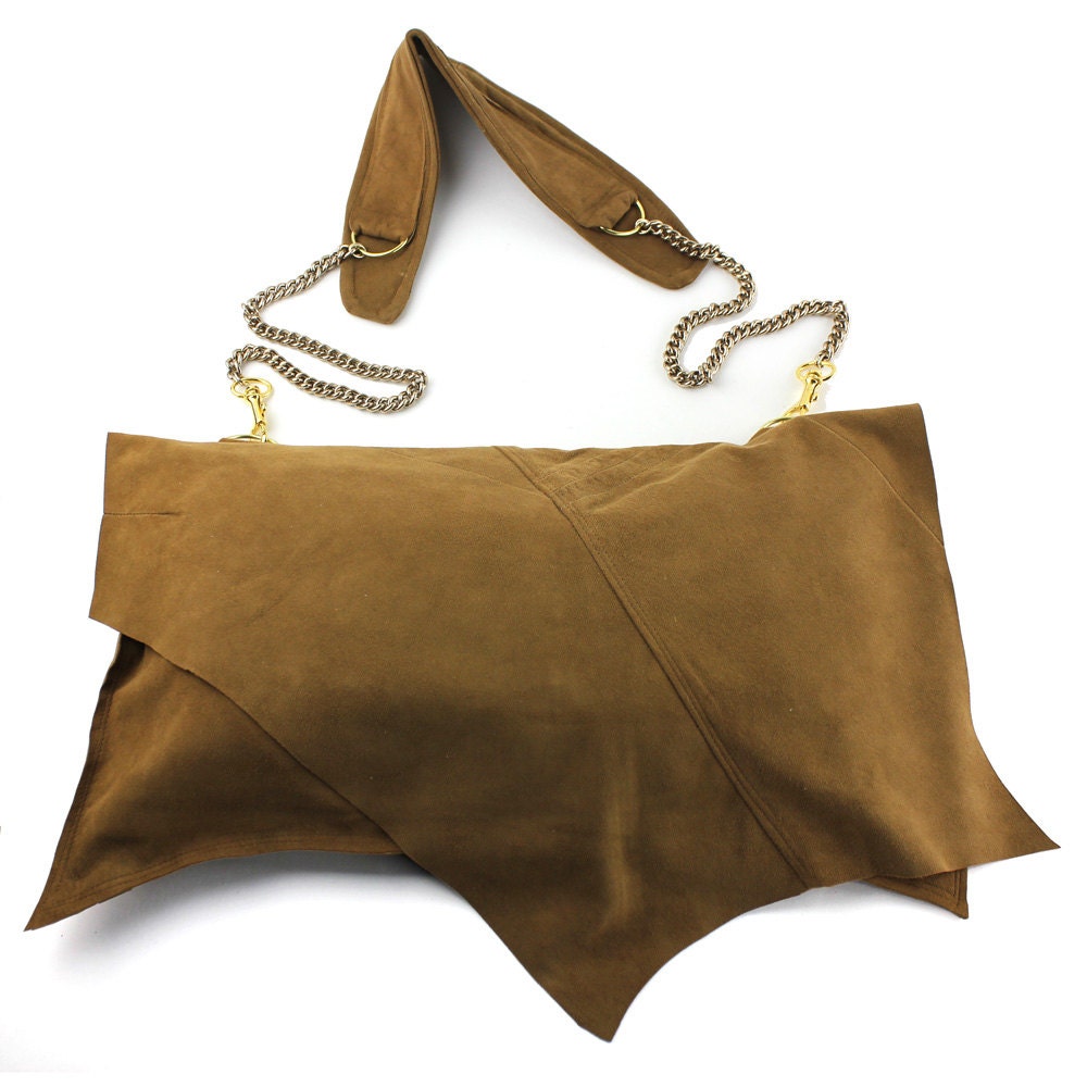 Chestnut Brown Suede Leather Jett Large Handbag - Eco Made From Re ...