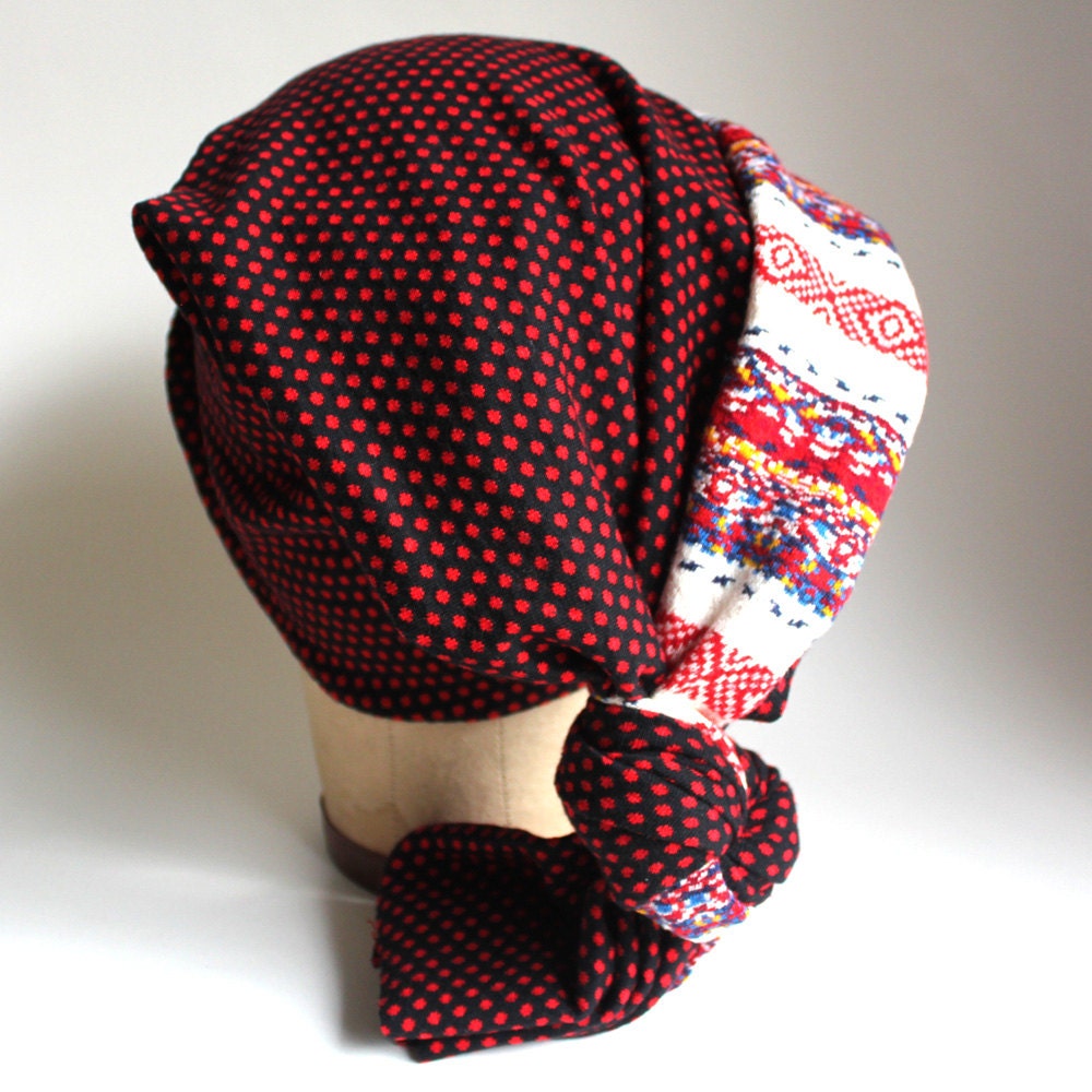 Red & Black Polka Dot and Striped Grunge Sock Hat - Etsy