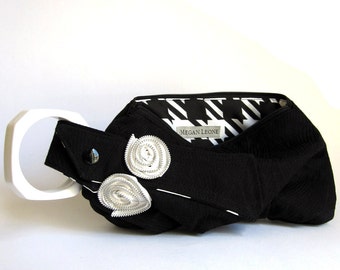 Black and White Wristlet Bracelet Handbag