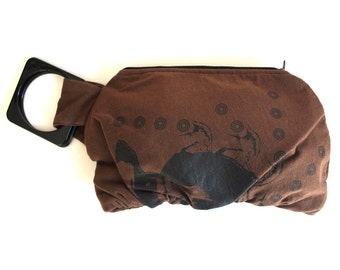 SALE Recycled Tshirt Bracelet Purses Wristlets Brown & Black