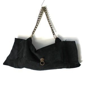 Charcoal Black Leather Lion's Head Handbag image 1