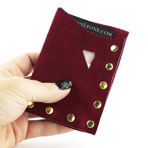 Cartera de cuero de ante borgoña / titular de la tarjeta de visita