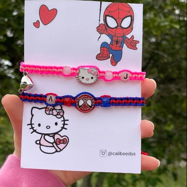 spider x kitty matching friendship/couple bracelets magnetic heart