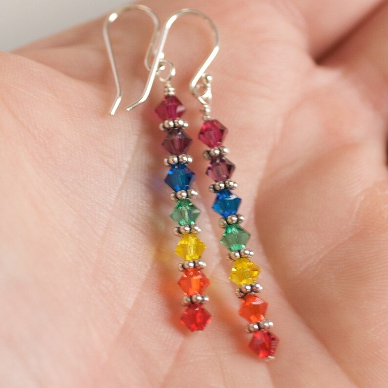 Beautiful Crystal Rainbow Earrings Etsy
