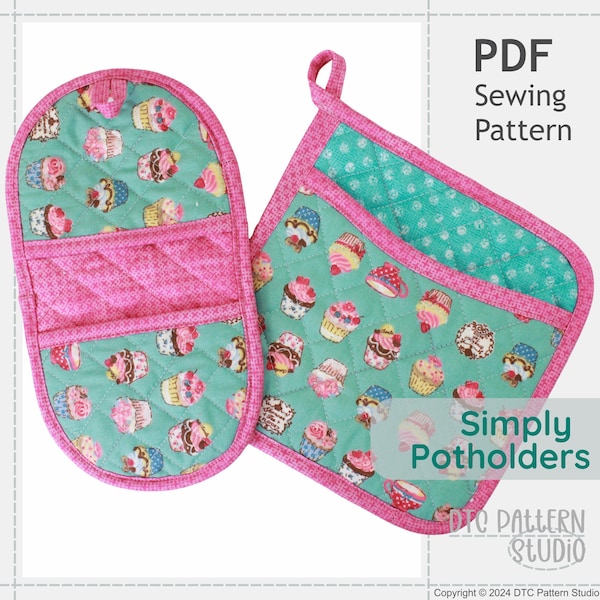Simply Potholders with Pockets | Pot Pincher - Hot Pad - Trivet | PDF Sewing Pattern in Life-Size | Sustainable & Reusable