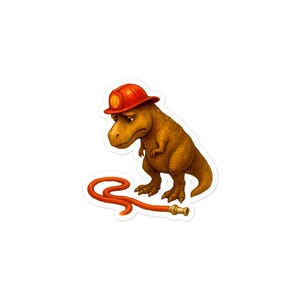 Dinosaur Firefighter Sticker, firefighter decal, firefighter bumper sticker