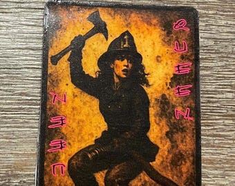 Vintage Female Firefighter Sticker – Retro Firehouse Art Decal