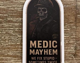 Medic Mayhem Sticker, Grim Reaper Firefighter Decal