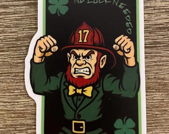 Irish Leprechaun Firefighter Vinyl Sticker