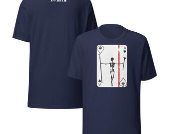 Thin Red Line Firefighter T-Shirt: Skeleton Playing Card Graphic