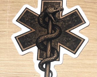 Vintage EMS Medic Sticker | Star of Life Snake Decal, First Responder Gear