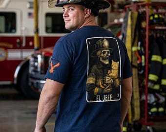 El Jefe Firefighter Skeleton & Cat T-Shirt