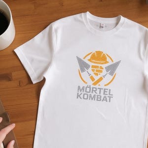 Bricklayer Shirt, Construction Worker T-Shirt, Mortar Kombat, Craftsman Gift, Funny Construction Site Shirt, Unisex Construction Humor T-Shirt