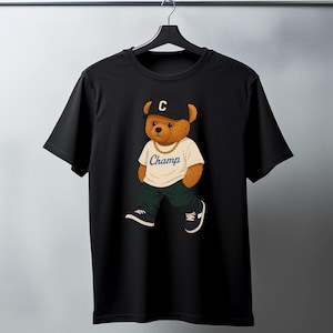 Oversized Shirt, Teddy Bear Design, Hip Hop Bear Shirt, Street Style, Baggy Look, Cute Bear Graphic Tee, Urban Streetwear, Casual Gift Idea