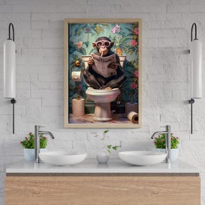 Monkey Poster, Toilet Humor Wall Art, Funny Monkey Picture for Bathroom, Jungle Art Print, WC Decoration, Gift Idea, Funny Wallart