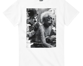 Einstein Tattoo, Chaplin Tattoo Art, Vintage Tattoo Design, Geek T-Shirt, Art T-Shirt, Retro Humor Shirt, Gildan® 5000
