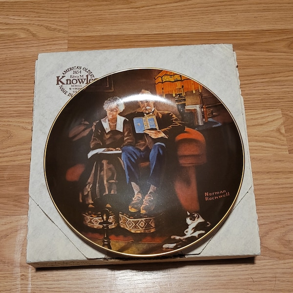 Edwin M Knowles Norman Rockwell Evening's Ease Vintage Collectable Plate Decorative Fourth In The Rockwell's Campaign Series Fine China Dish