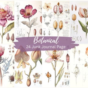 24 pages de journal botanique indésirable, papiers vintage, journal fleurs indésirables, kit digi journal indésirable, journal imprimable