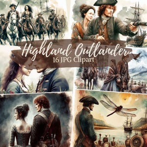 Páginas de Outlander de las Tierras Altas de Escocia, papeles desgastados para álbumes de recortes digitales, descarga instantánea, uso comercial