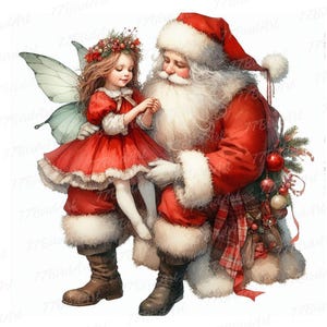 Clipartset 18 kerstfee, 18 hoogwaardige aquarel JPGs-Craft, Journaling, Scrapbooklevering, Digitale download