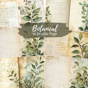 Page de journal botanique, papiers de journal vintage, journal indésirable nature, kit digi de journal indésirable, journal imprimable