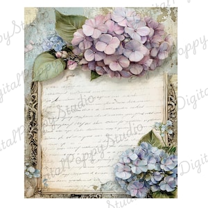 Kit de diario basura con cartas de amor, álbum de recortes de flores, páginas de diario vintage, diario digital romántico