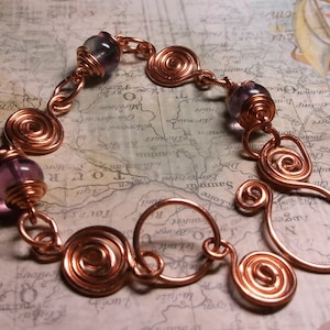 Copper & Fluoride Gemstone  Wire Wrapped Bracelet