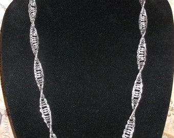 Silver Toned Spiral Chain Necklace 30" long