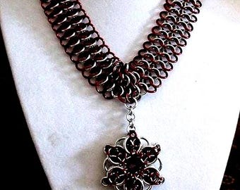 Chainmaille Chocker Necklace with Celtic Star Pendant