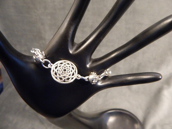 Beautiful Viking Knit Bracelet  with Coated Copper Wire, Silver Magnetic Clasp, Silver Connecting Charm