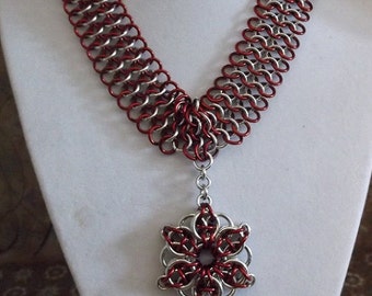 Chainmaille Chocker Necklace with Celtic Star Pendant