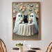 Cute Two Spooky Ghosts Eating Ice Creams With Black Cat Art Print ...