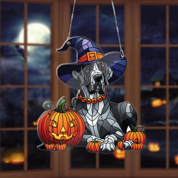 Great Dane Halloween Acrylic Window Hanging Great Dane Lovers Gift Carved Pumpkin Dog Owner Gift Window Hanging NOT Glass Etsy