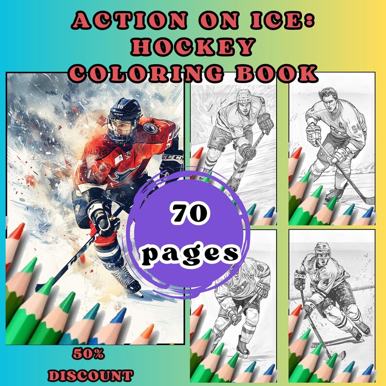 70 Hockey Coloring Page, Adults Coloring Page, Sports Coloring Sheets