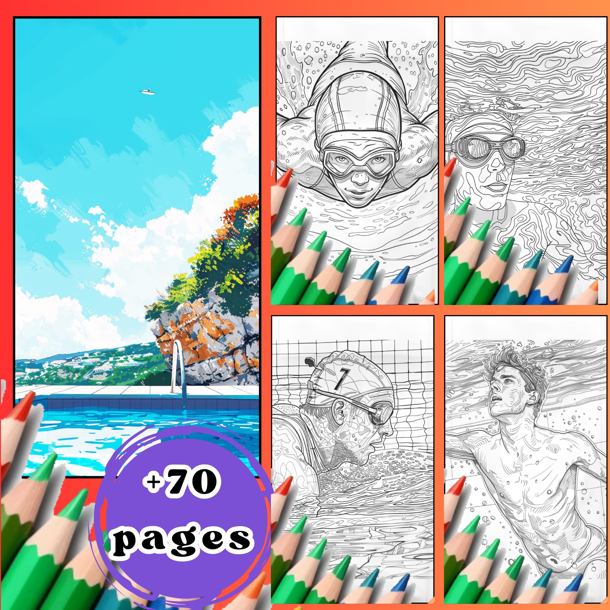 Swimming Coloring Page, Adults Coloring Page, Sports Coloring Sheet, Swimming Pool Coloring Page ...