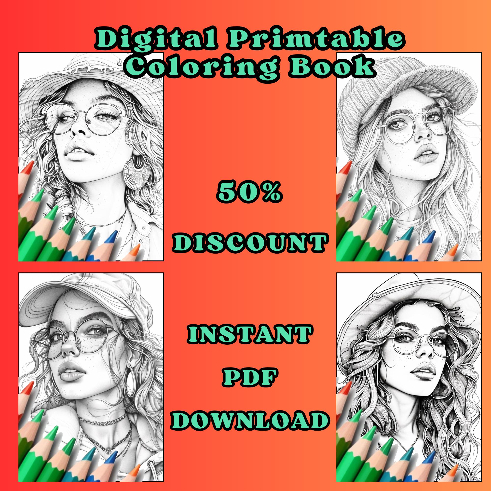 Bundle 65 Hipster Girls Coloring Page, Adults Coloring Pages, Cute Kids ...