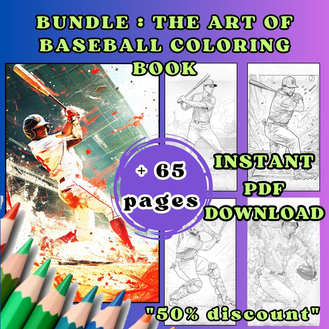 Bundle 65 Baseball Coloring Page, Adults Coloring Page, Sports Coloring ...