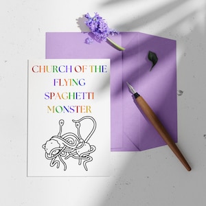 Church Of The Flying Spaghetti Monster - Pastafarian - RAmen - Funny Card