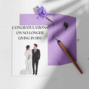 Felicitaciones por no vivir más en pecado - Tarjeta de boda