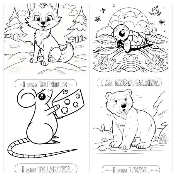 Positive Animal Printable Coloring Pages
