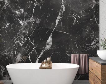 Luxurious Black and White Mural, Abstract Peel and Stick, Minimalist Wallpaper, Modern Accent Wall, Easy to Apply and Remove Wass Design